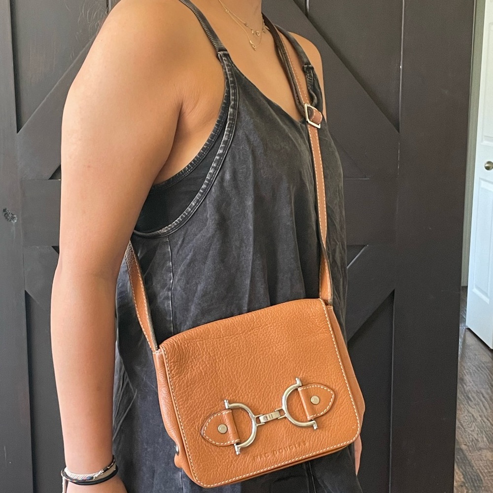 Mac Douglas  camel leather crossbody purse purchased-Galleries Lafayette 🇫🇷